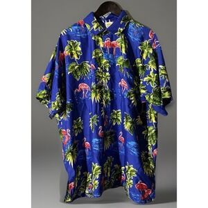 Rima Shirt Men's XL Tropical  Hawaiian Vibrant Button Down Casual 100% Terivoile